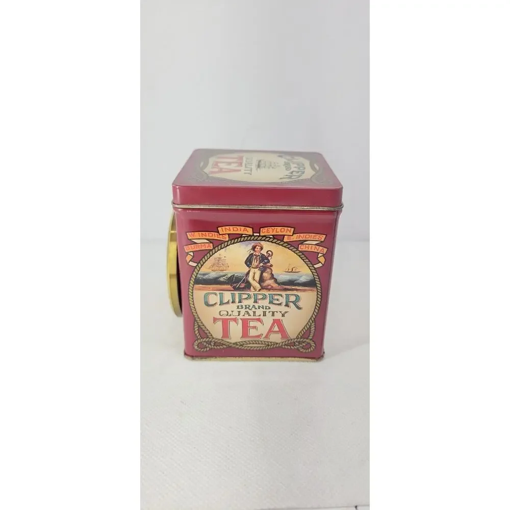 Roger Lascelles Clipper Brand Tea Caddy Clock Tin Nautical Sailing Ship...